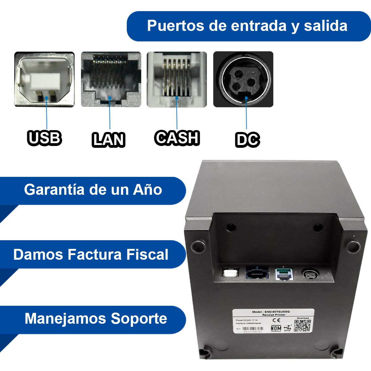 Impresora Recibos 80mm Usb Red Ethernet Miniprinter Tickets Negro - Imagen 2